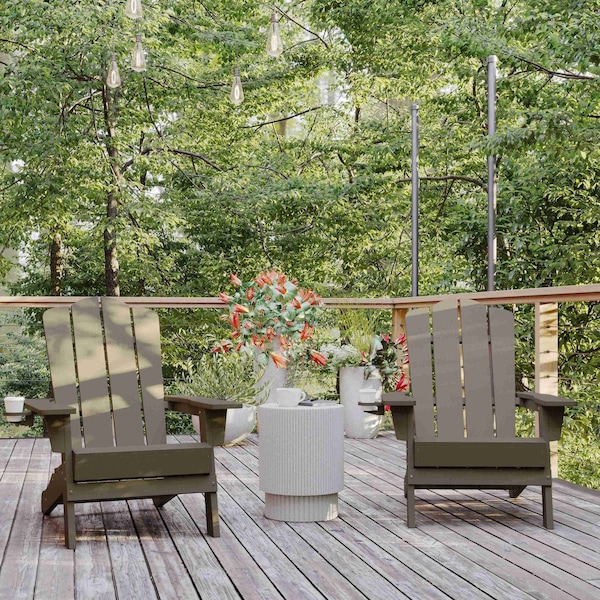 Flash Furniture Brown Adirondack Patio Chairs with Cupholder, 2PK 2-LE-HMP-1044-10-BR-GG - main